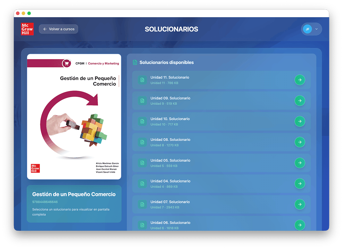 Listado de solucionarios disponibles